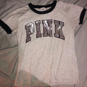 PINK gray sequence t-shirt